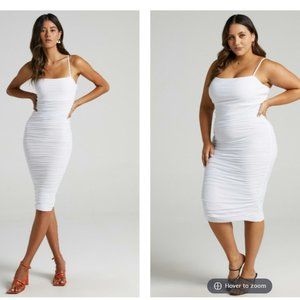Showpo White Dress - COMING FOR YOU MESH MIDI DRESS IN WHITE MESH